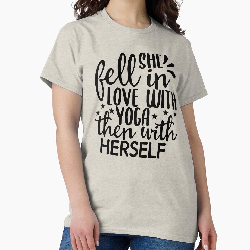 Yoga Quote She Fell In Love With Yoga And Then With Herself Motivational Saying by SoccaTamam
