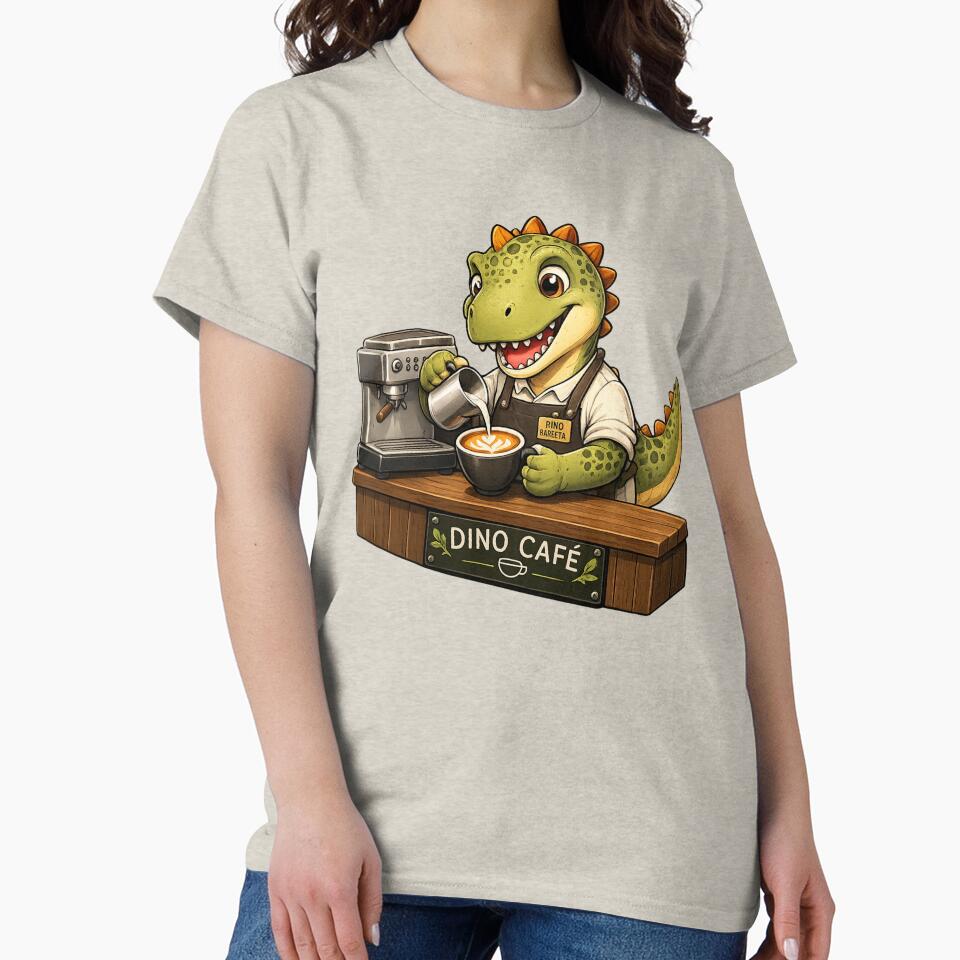 Dino Café Barista Latte Art Coffee Lover Dinosaur by Safe Haven Pets