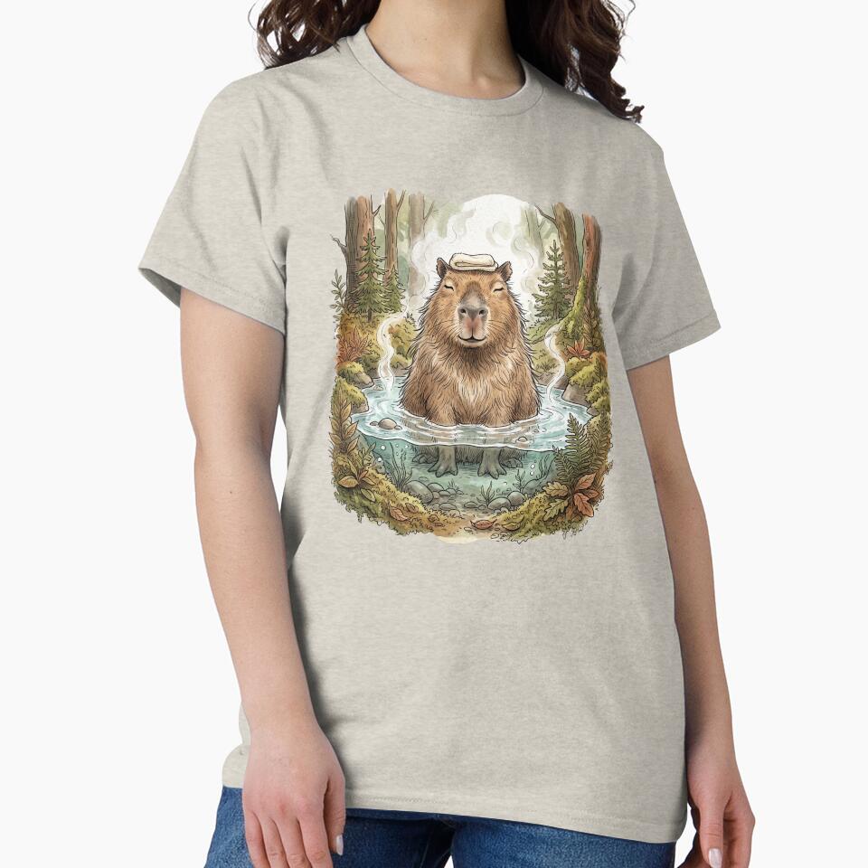 Cute Capybara Hot Spring Onsen Relaxing Forest Spa by BreezifyDesignStudio