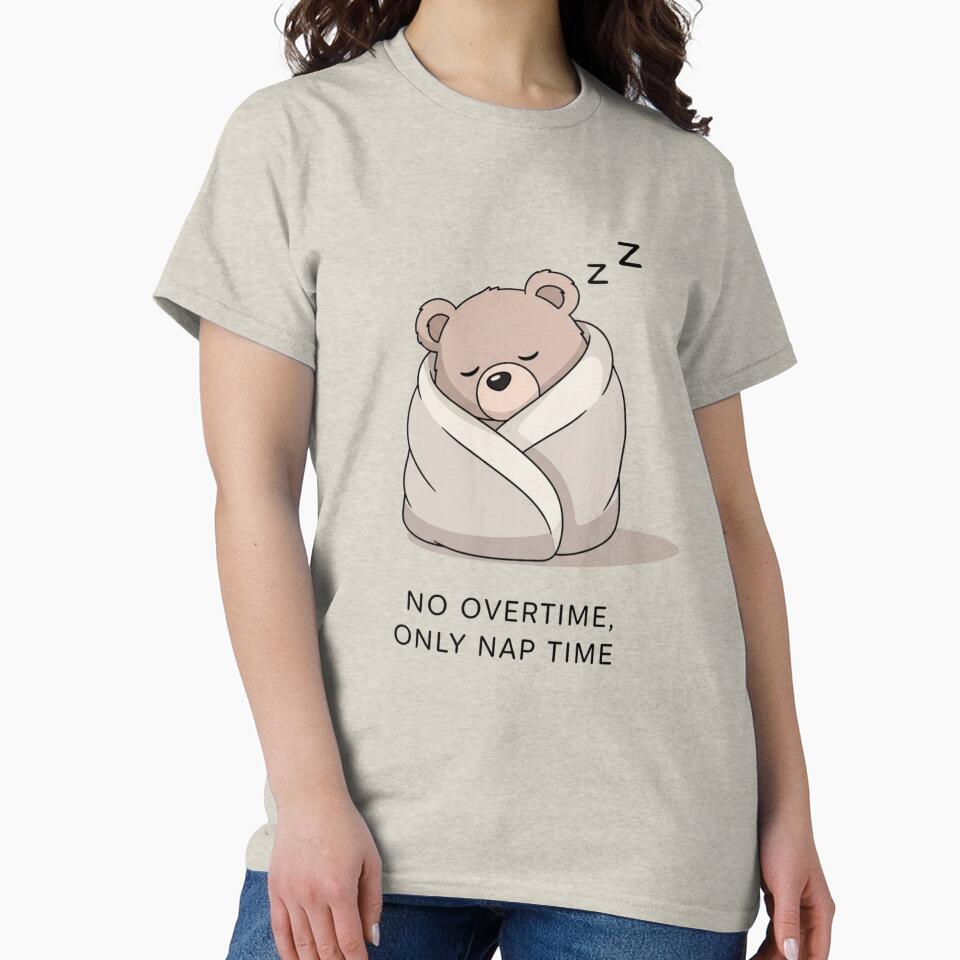 Pastel Bear Sticker No Outline | No Overtime Only Nap Time Cute Meme Art by Moon's Arts