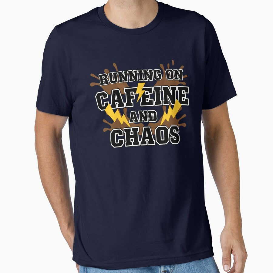 Running on Caffeine and Chaos Funny Coffee Lover Mom Life DAD LIFE & Busy Parent Humor by amzwag