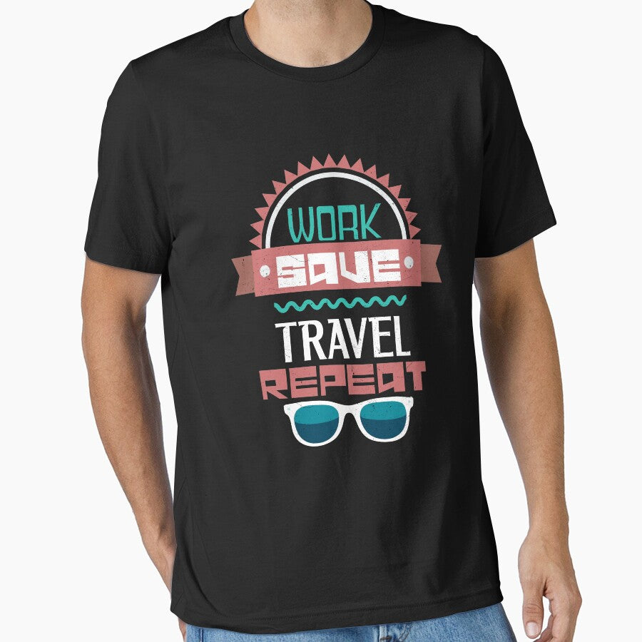 Work Save Travel Repeat Adventure Glasses Trip by Maindy