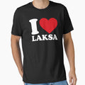 I love Laksa white text - I ❤️ Laksa Malaysian Indonesian Noodle Soup Lovers Gift by EmeraldeaArt