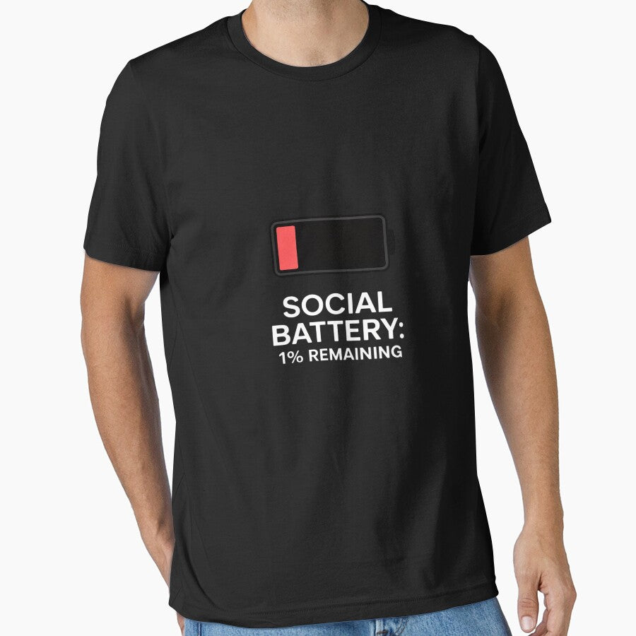 Social Battery 1 Percent Remaining Funny Introvert by JonBarnes22