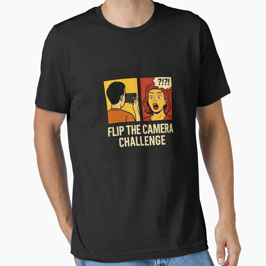 Flip the Camera Challenge Meme Shirt | Funny Viral TikTok Trend Comic Tee by Hip-Trendz