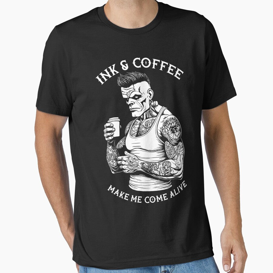Frankenstein Tattoo Ink And Coffee Funny Tattooed Monster by GrandeDuc