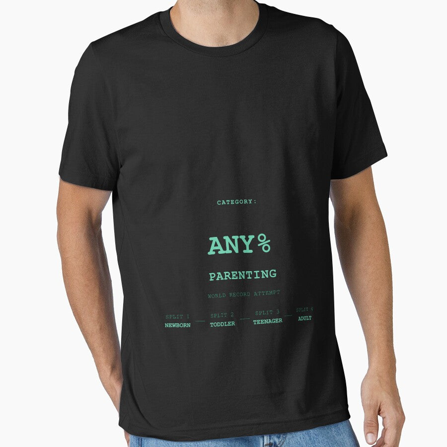 Speedrun Any% Parenting — Funny Gamer T-Shirt | Gaming Humor Tee Gift Blue by theBIGFinale