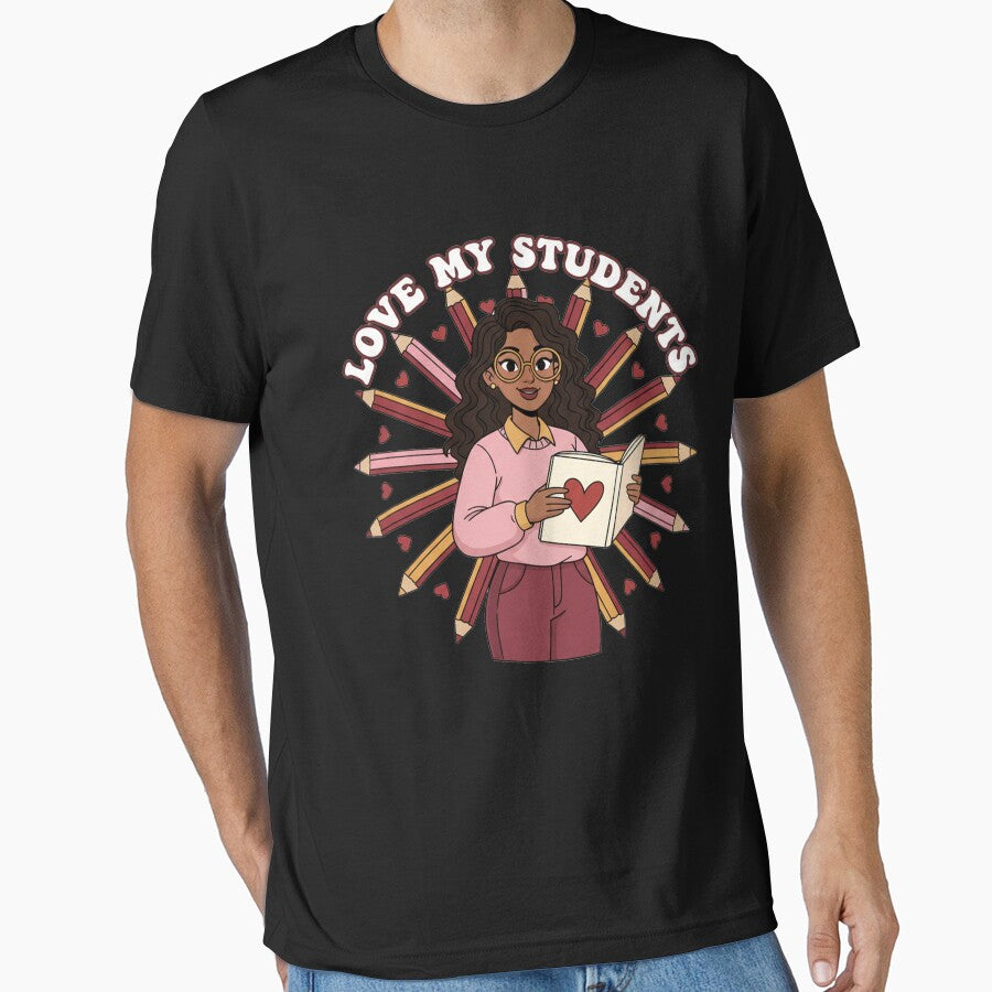 Love My Students Cute Black Teacher Illustration by InkRebelprint