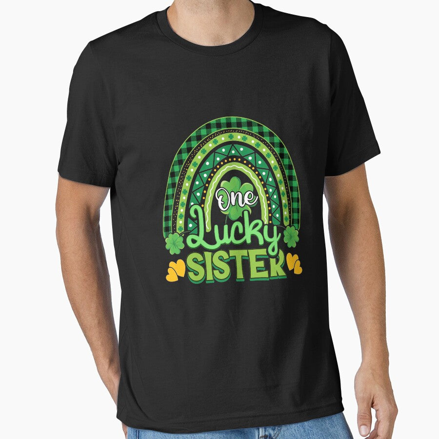 One Lucky Sister Shamrock St Patricks Day Gift by TeeDesignsStore