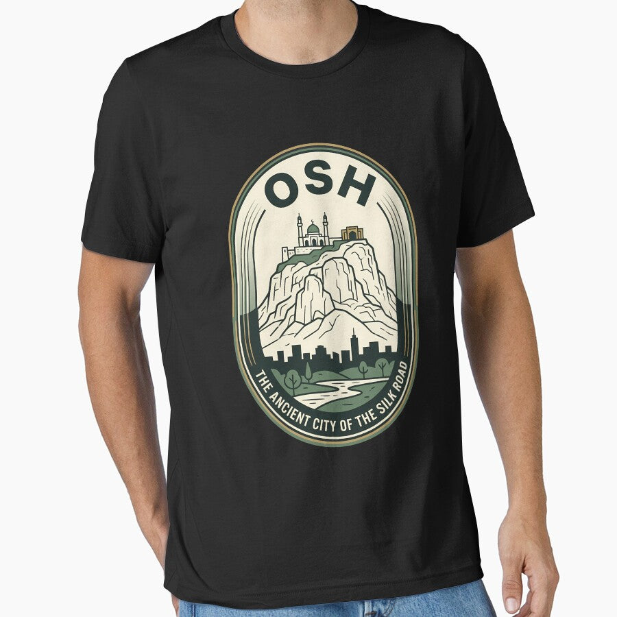 Osh Kyrgyzstan Sulayman Mountain Vintage Travel Emblem by k3rstman1