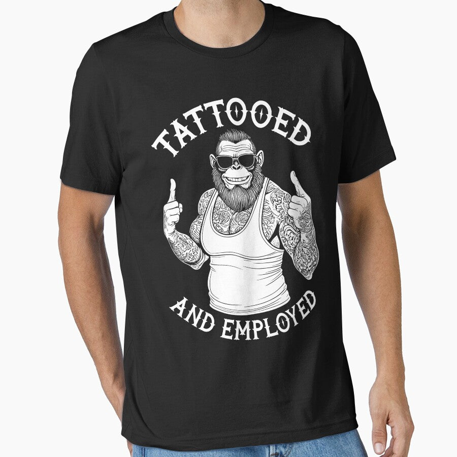 Tattooed and Employed Funny Inked Bigfoot Sasquatch Tattoo by GrandeDuc