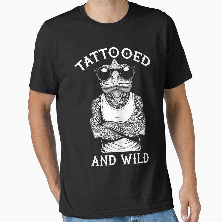 Tattooed And Wild Funny Inked Chameleon Animal Tattoo Lover by GrandeDuc