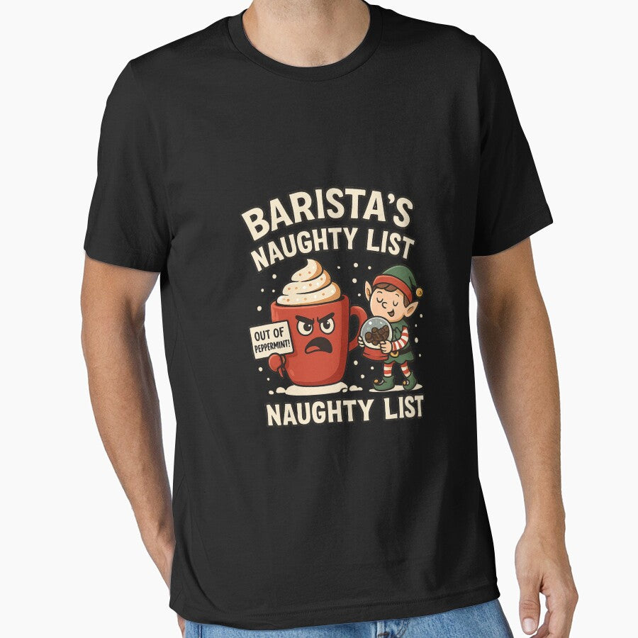 Barista’s Naughty List – Funny Coffee Christmas Shirt, Holiday Gift for Baristas & Coffee Lovers by AddictiveDesign