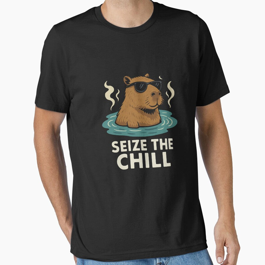 Seize the Chill – Funny Capybara Hot Spring T-Shirt by CheninaStore