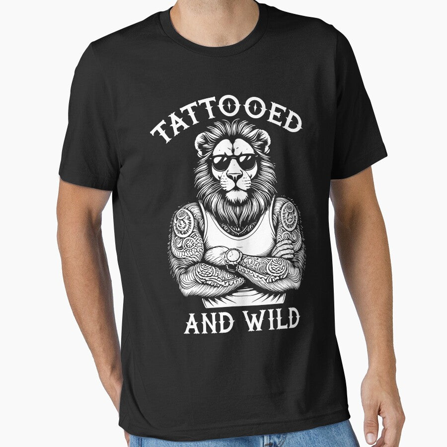 Tattooed And Wild Funny Inked Lion Leo Animal Tattoo Lover by GrandeDuc
