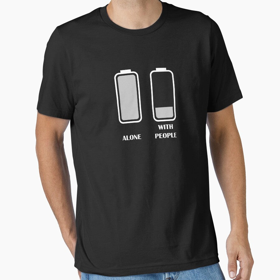 Sociall Battery Alone and With People / Introvert Joke Funny T-Shirt Label by introvertvibes