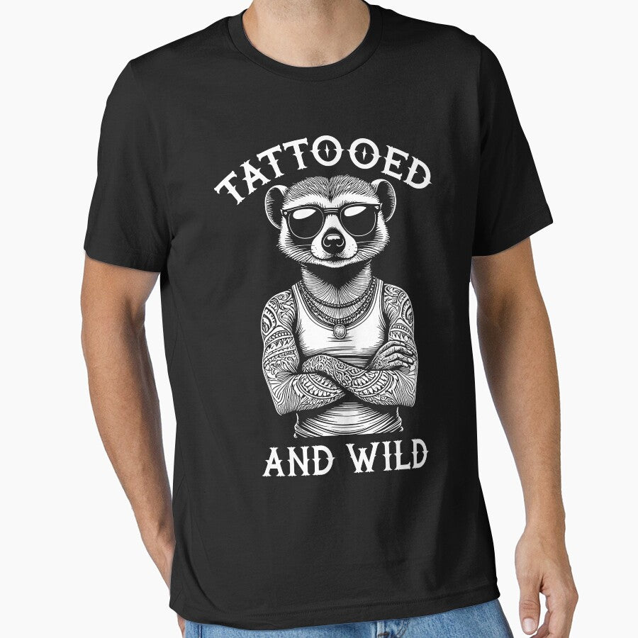 Tattooed And Wild Funny Inked Meerkat Animal Tattoo Lover by GrandeDuc