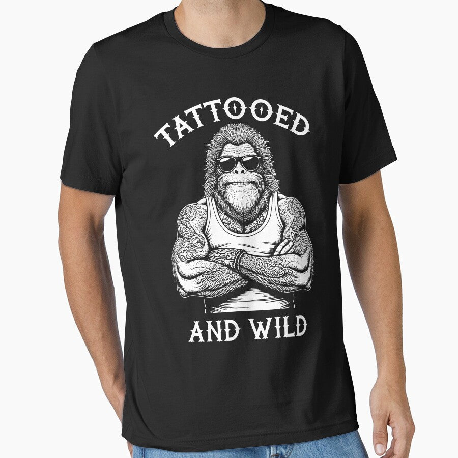 Tattooed And Wild Funny Inked Bigfoot Animal Tattoo Lover by GrandeDuc