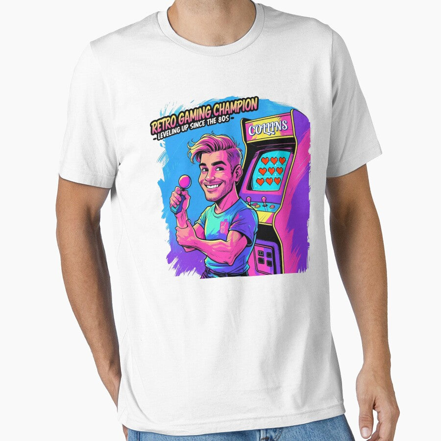 Retro Gaming Champion – Funny 80s Arcade Gamer Sticker by Collins Design