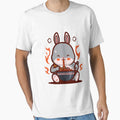 Cartoon rabbit eating spicy ramen noodles by chomaruddin tri amboko