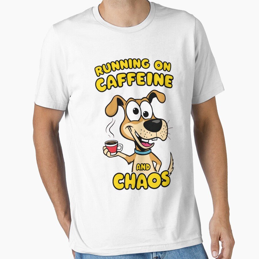 Running on Caffeine and Chaos – Funny Coffee Lover Dog Cartoon Design by HAFIZ-DP