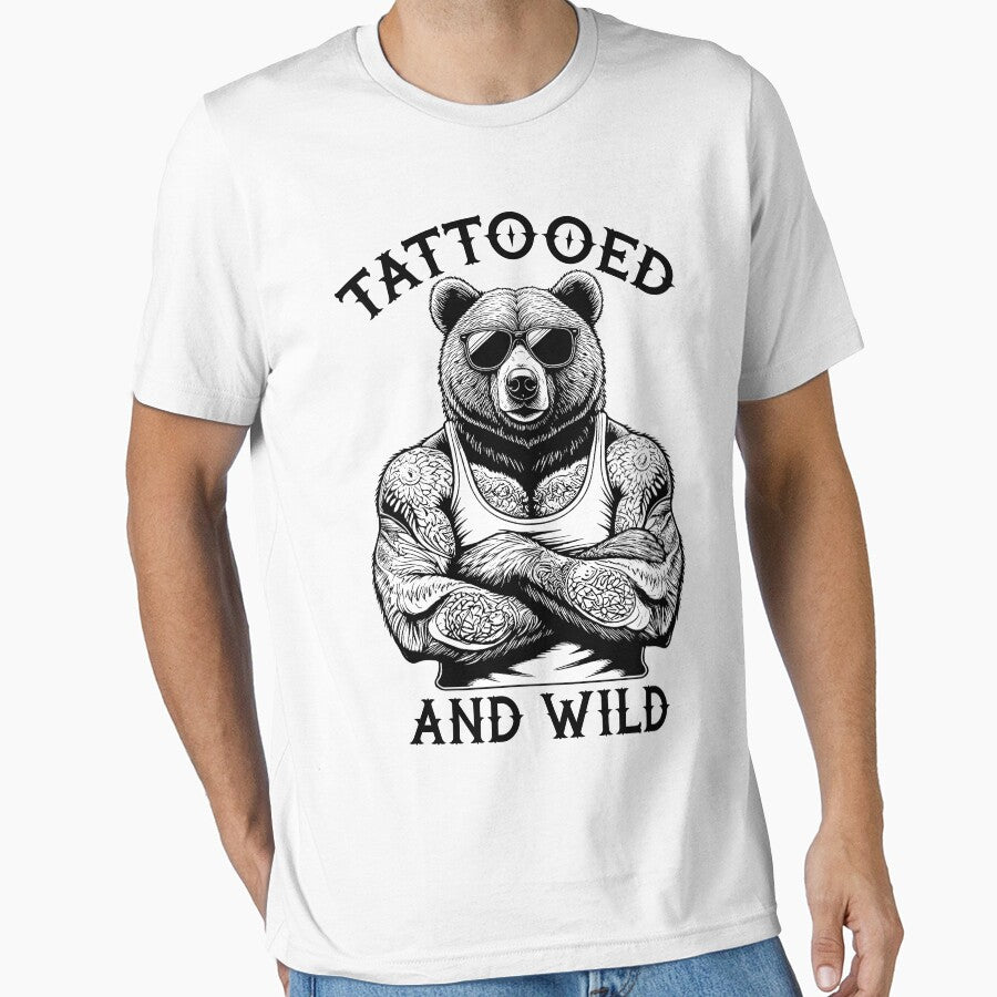 Tattooed And Wild Funny Inked Bear Animal Tattoo Lover by GrandeDuc