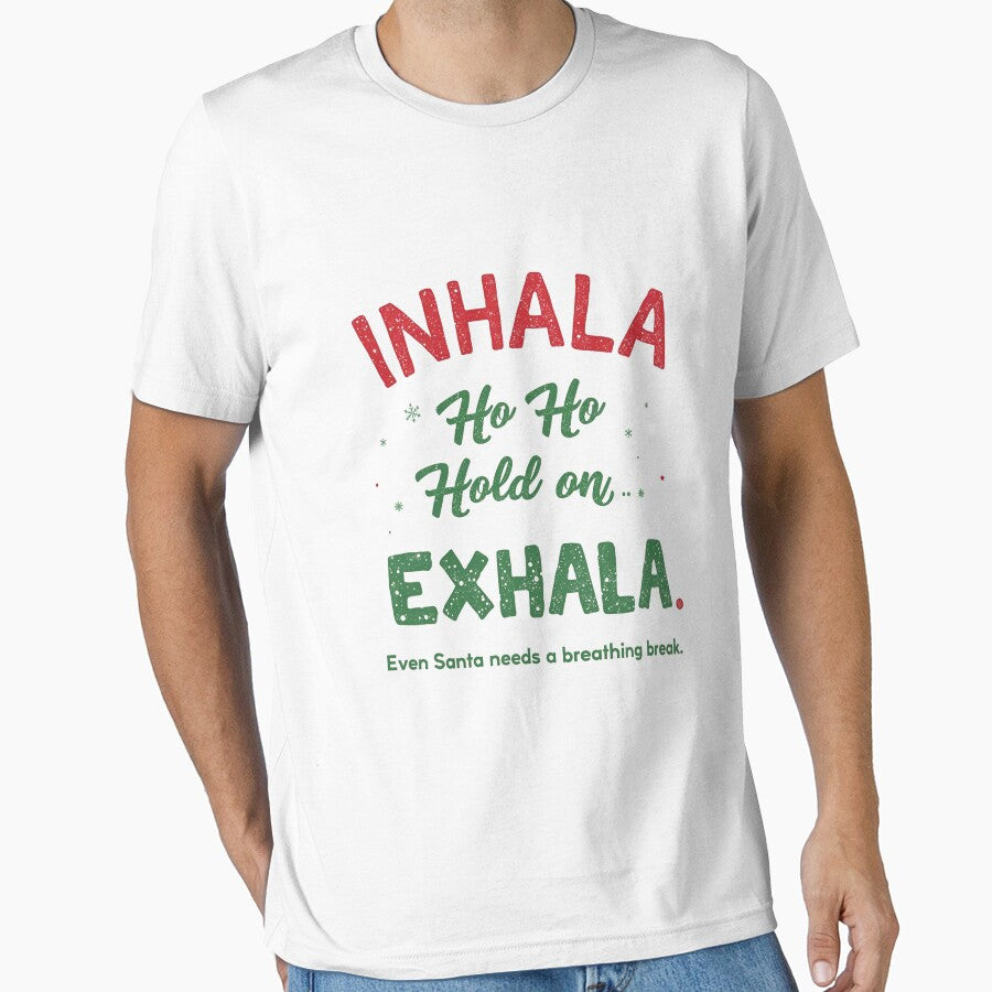 Santa Inhala Exhala Christmas Shirt | Ho Ho Ho Stress Relief | Funny Holiday Wellness Gift by Aesthynova