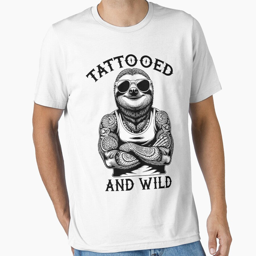Tattooed And Wild Funny Inked Sloth Animal Tattoo Lover by GrandeDuc