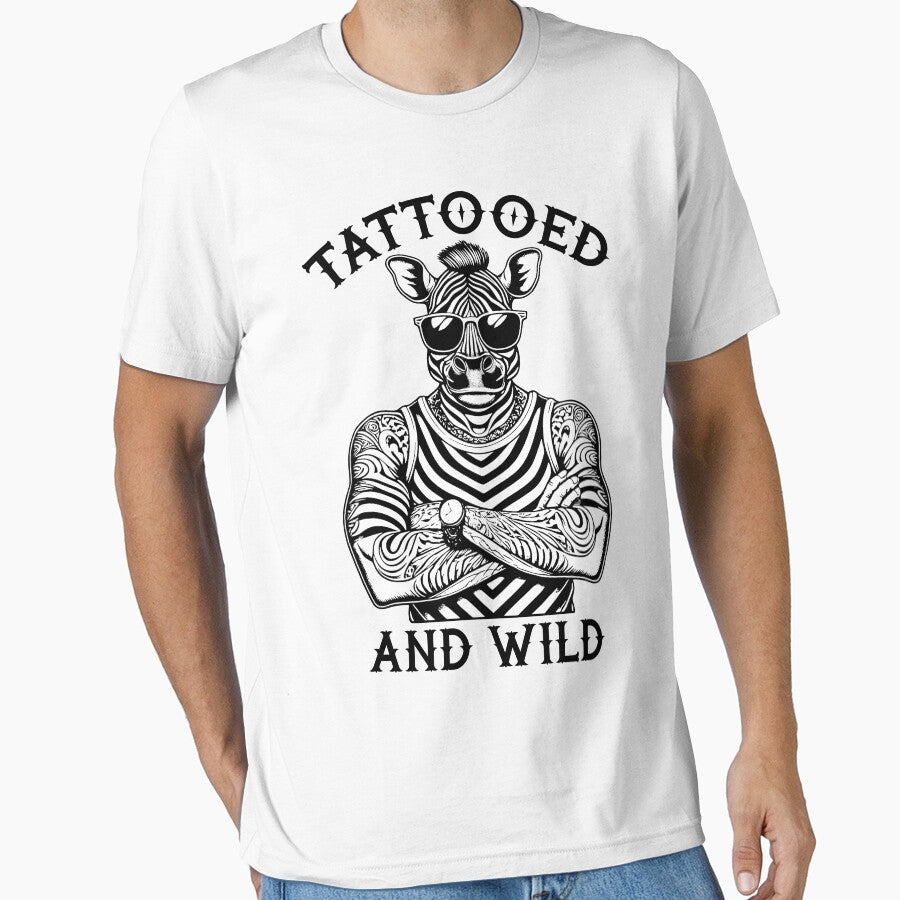 Tattooed And Wild Funny Inked Zebra Animal Tattoo Lover by GrandeDuc