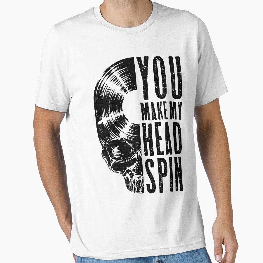You Make My Head Spin Vintage Record Collector Gothic Skull by GrandeDuc