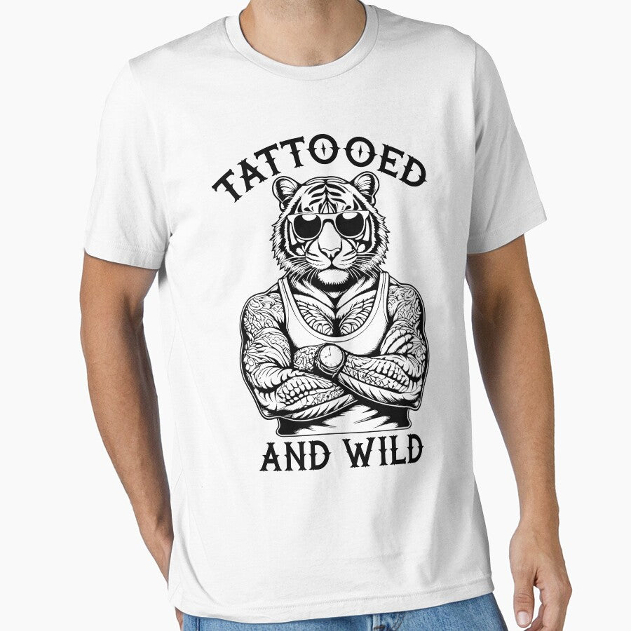 Tattooed And Wild Funny Inked Tiger Animal Tattoo Lover by GrandeDuc