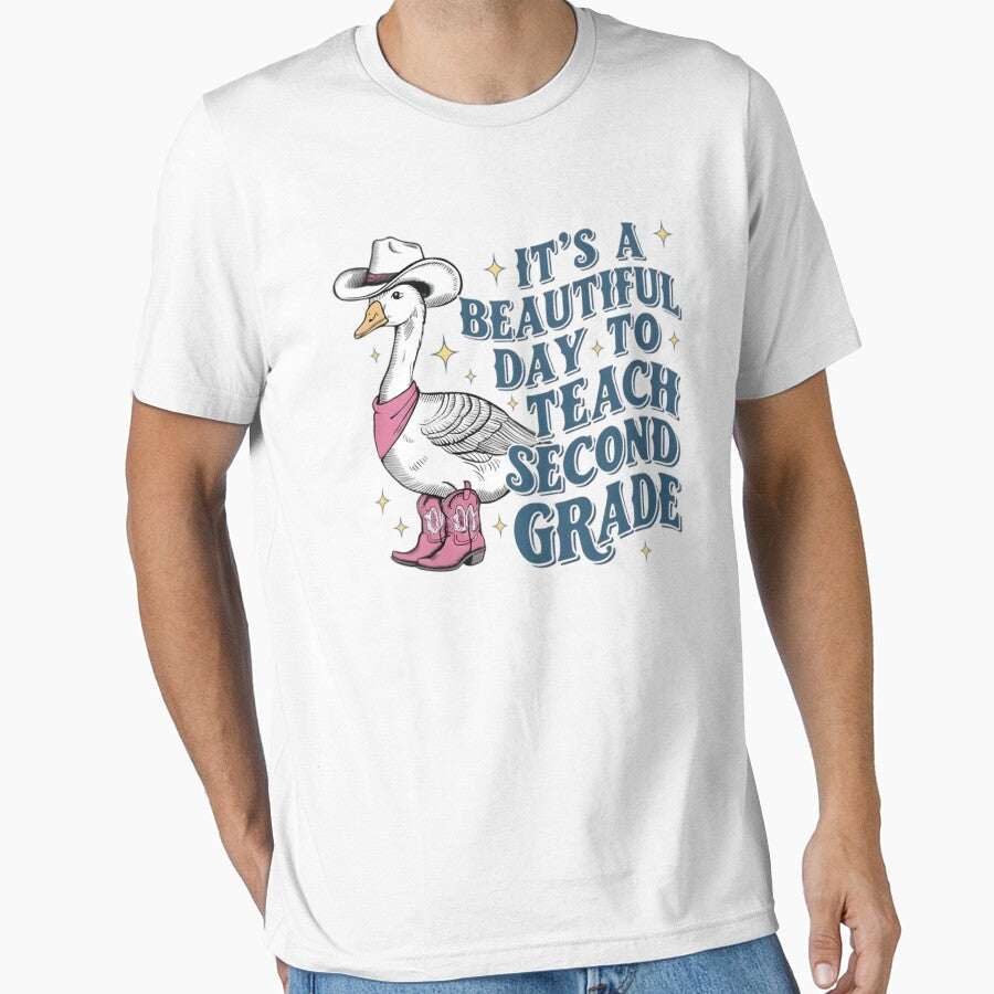 Cute Goose It's A Beautiful Day to Teach 2nd Grade Teacher by THREE LITTLE BEANS