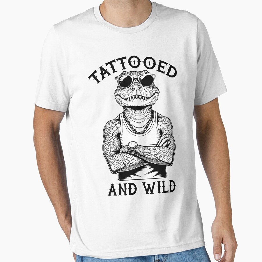 Tattooed And Wild Funny Inked Alligator Animal Tattoo Lover by GrandeDuc