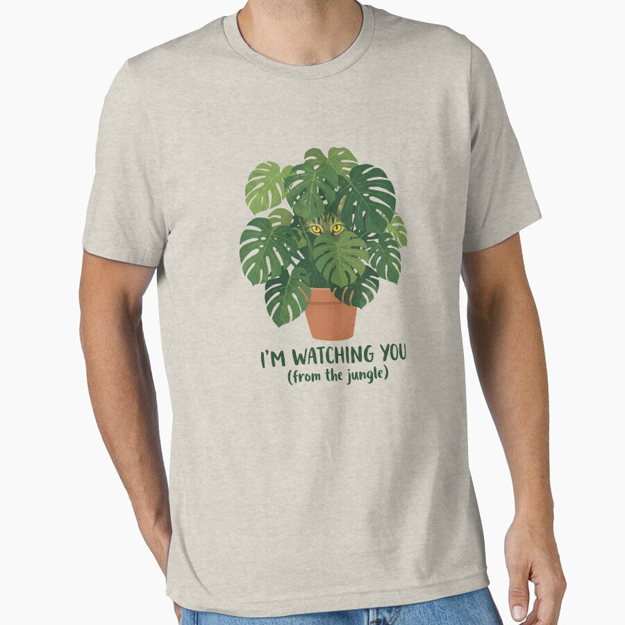 The Cat is Watching - Funny Cat & Houseplant Graphic by KaryaVisionSTR