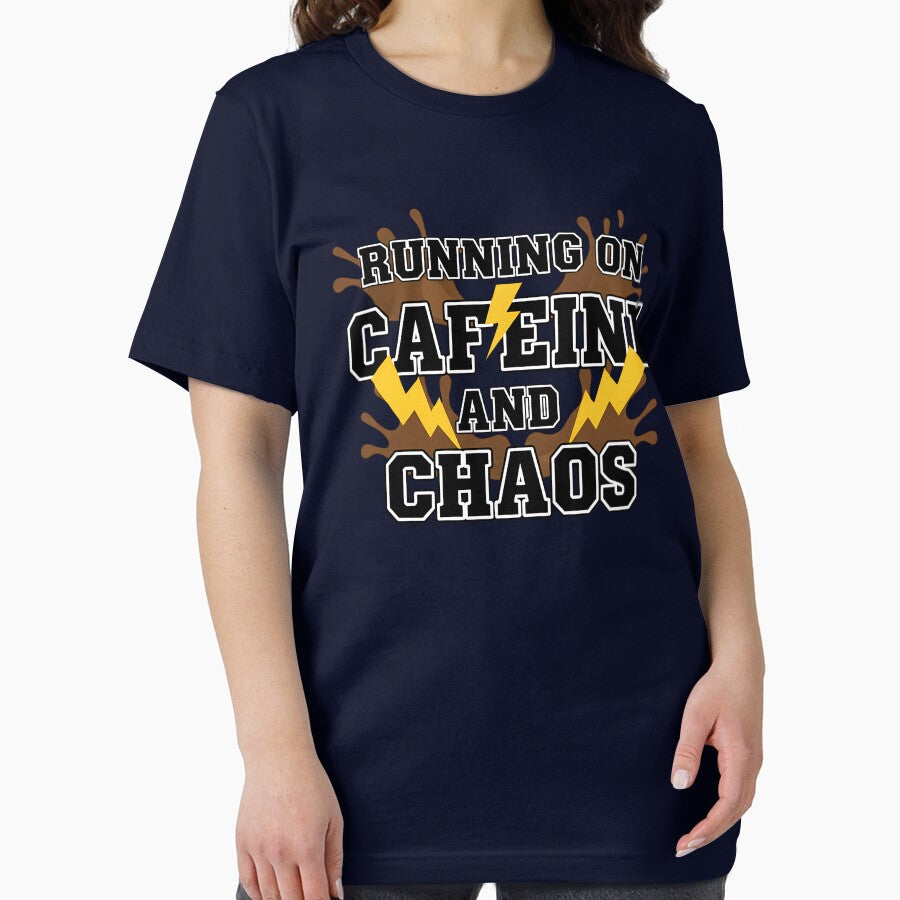 Running on Caffeine and Chaos Funny Coffee Lover Mom Life DAD LIFE & Busy Parent Humor by amzwag