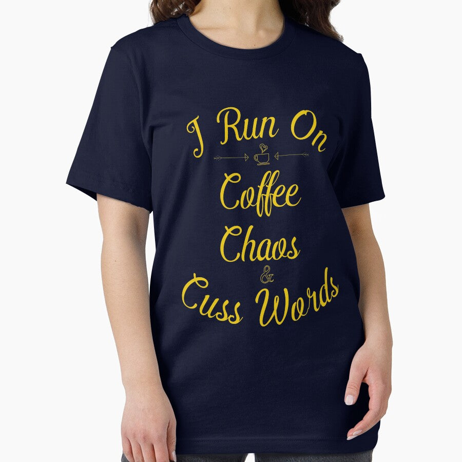 run on coffee chaos and cuss words shirt funny quote saying humor gift for runners by 96design