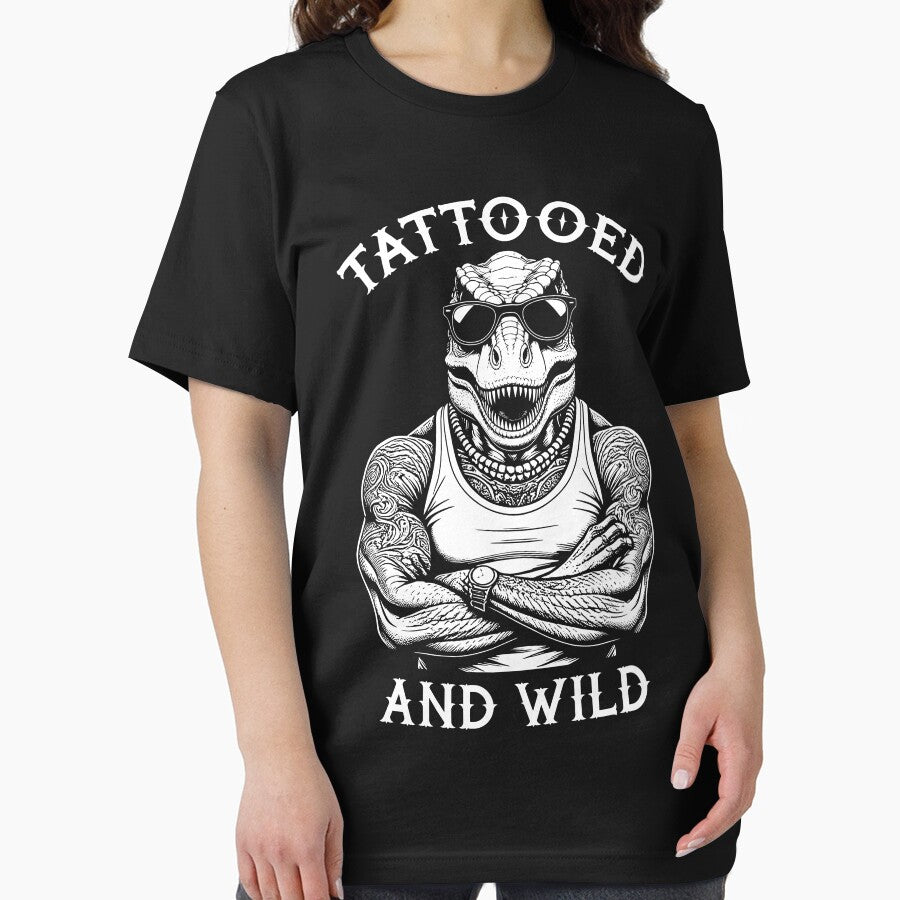 Tattooed And Wild Funny Inked Trex Animal Tattoo Lover by GrandeDuc