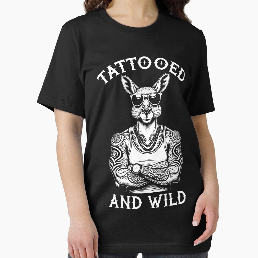 Tattooed And Wild Funny Inked Kangaroo Animal Tattoo Lover by GrandeDuc