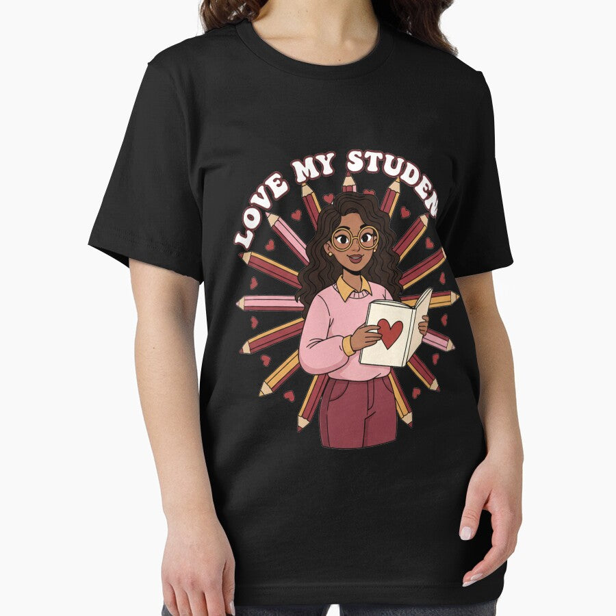 Love My Students Cute Black Teacher Illustration by InkRebelprint