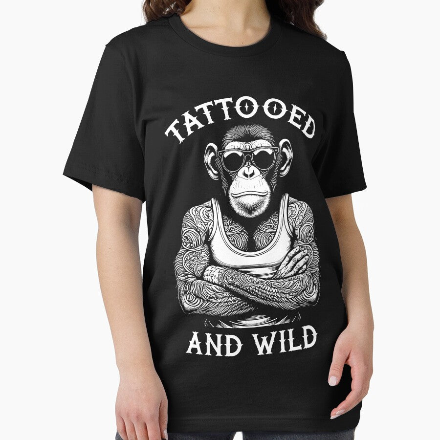 Tattooed And Wild Funny Inked Chimpanzee Animal Tattoo Lover by GrandeDuc