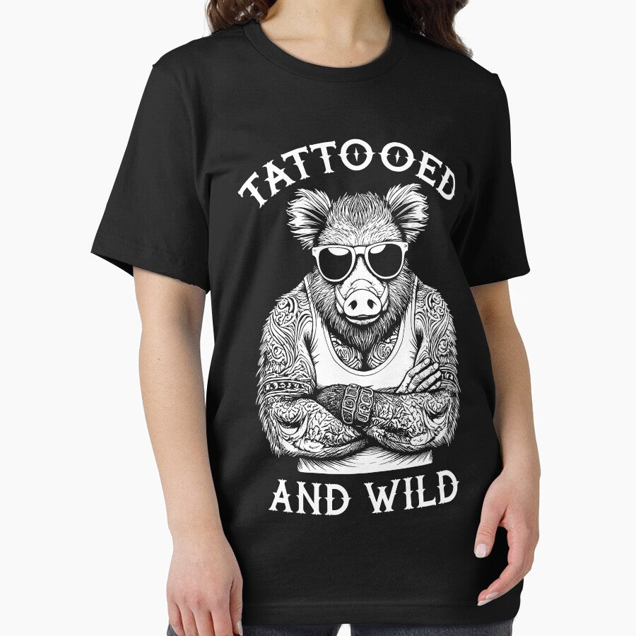 Tattooed And Wild Funny Inked Boar Animal Tattoo Lover by GrandeDuc
