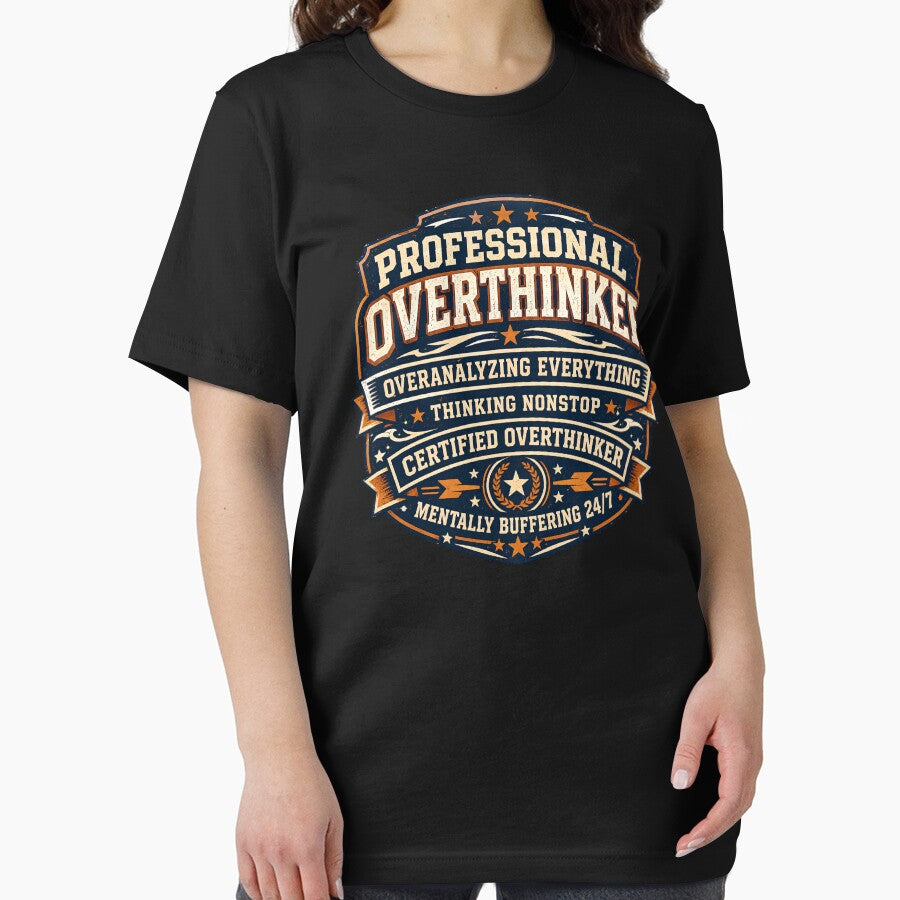 Professional Overthinker Funny Overthinking Humor Retro Vintage T-Shirt by Egyptian king ⭐⭐⭐⭐⭐