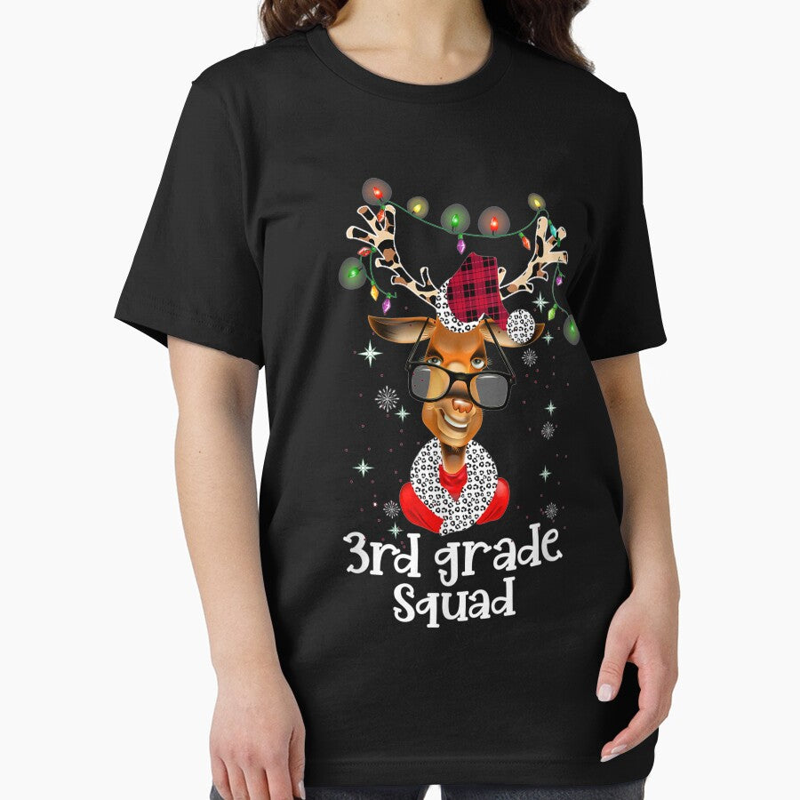 3rd Grade Squad Plaid Reindeer Santa Hat Teacher Christmas by MinihutUS2022