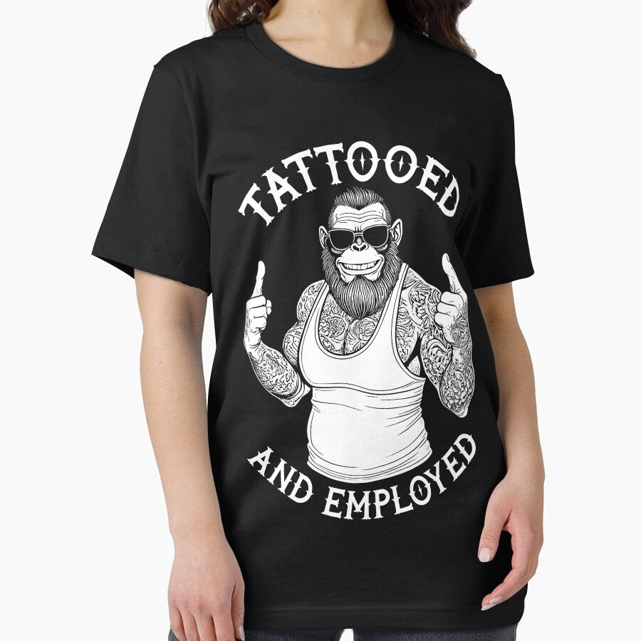 Tattooed and Employed Funny Inked Bigfoot Sasquatch Tattoo by GrandeDuc