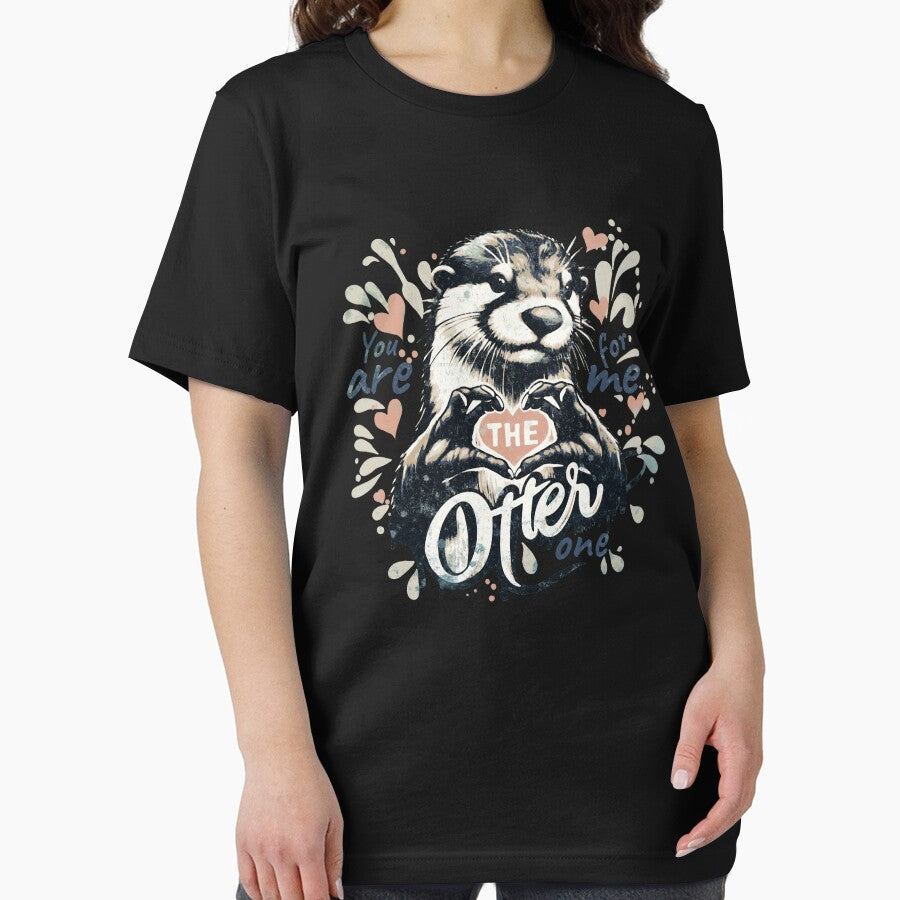 Adorable otter and sweet red heart, You're the otter one for me, animal in love, love quote by Collagedream