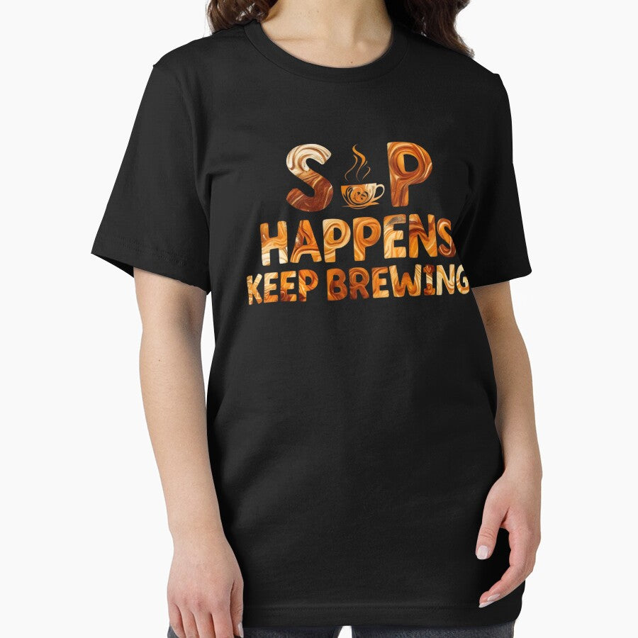 Sip Happens Keep Brewing Funny Coffee Quotes, Puns by DemureArtsy