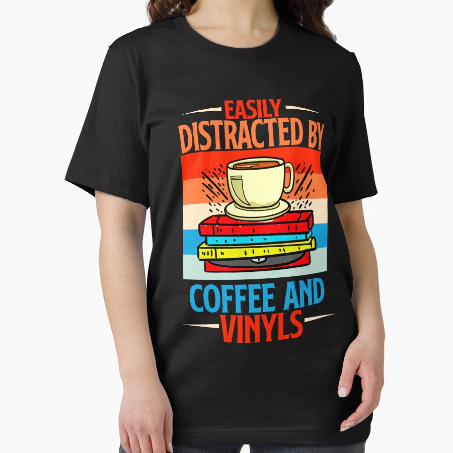 Easily Distracted By Coffee And Vinyls Music Collector Gift by Músico Ilustre