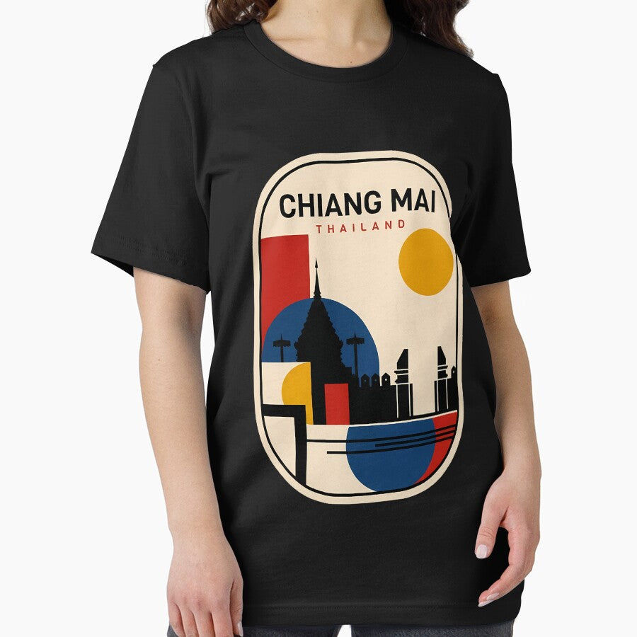 Retro Chiang Mai Thailand Geometric Temple Silhouette by k3rstman1