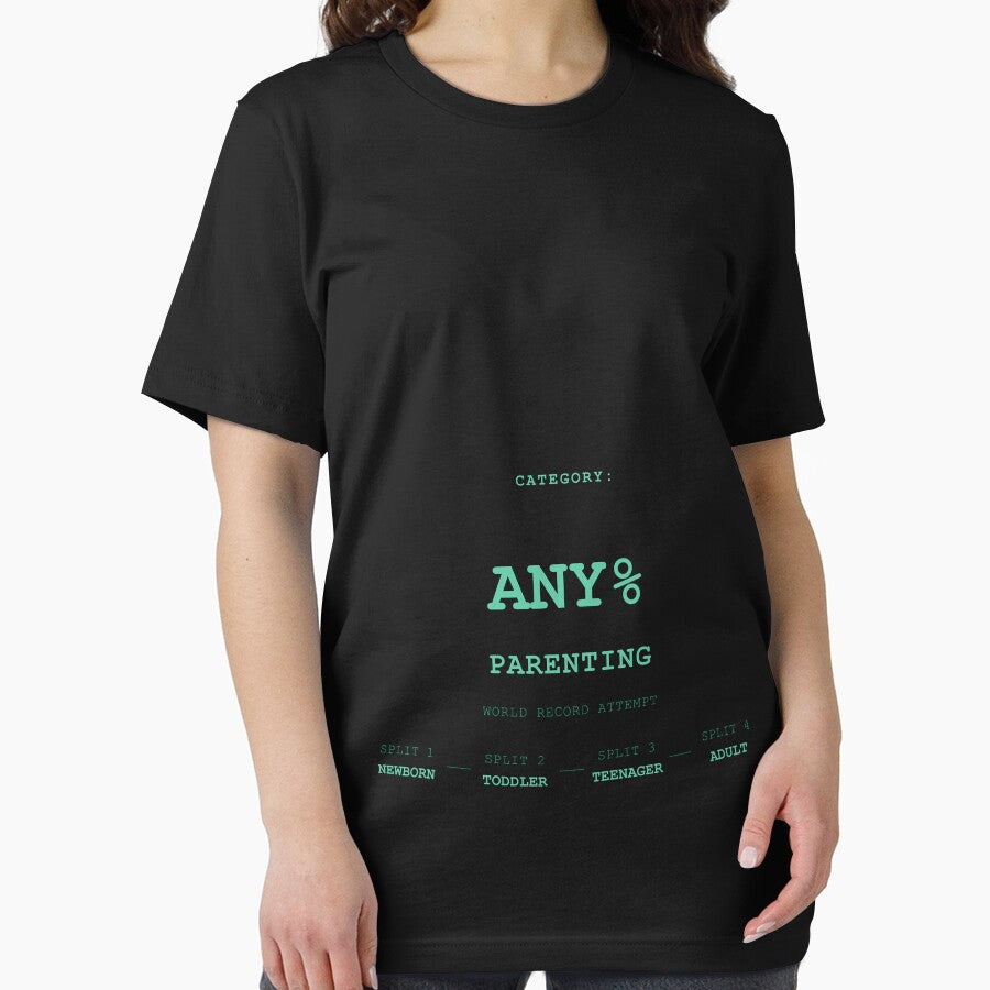 Speedrun Any% Parenting — Funny Gamer T-Shirt | Gaming Humor Tee Gift Blue by theBIGFinale
