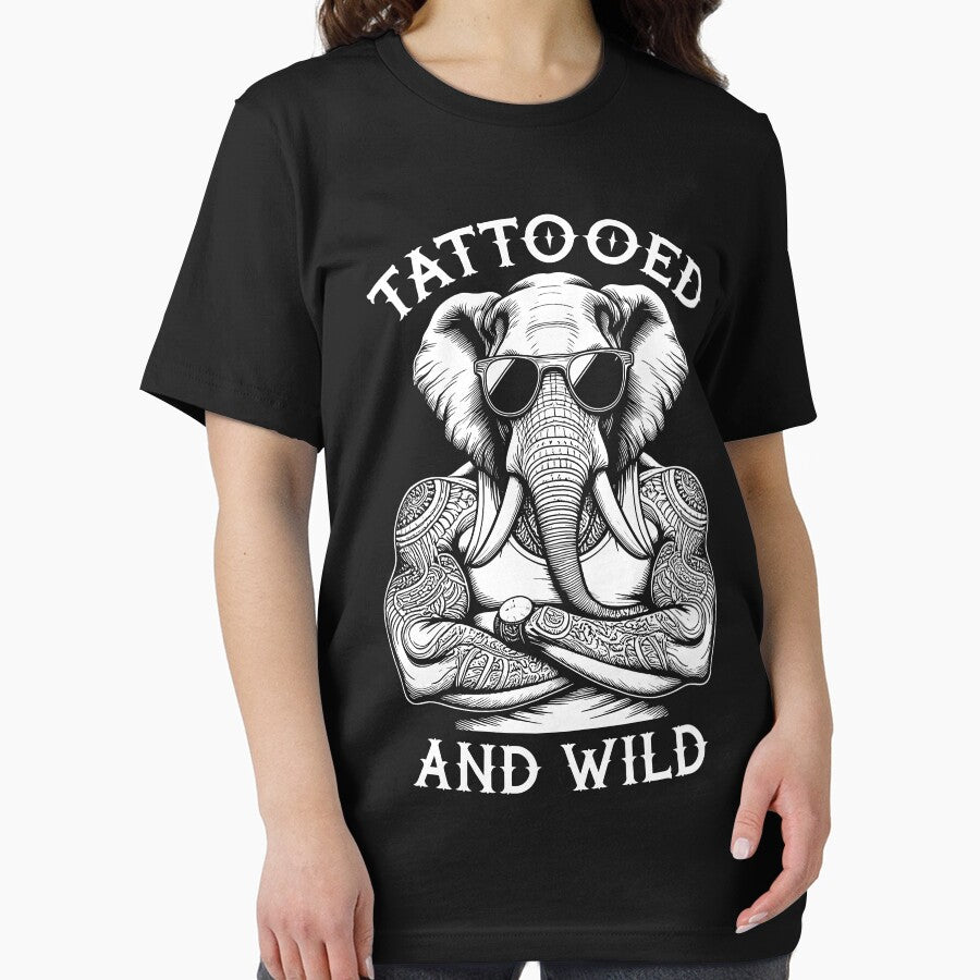 Tattooed And Wild Funny Inked Elephant Animal Tattoo Lover by GrandeDuc